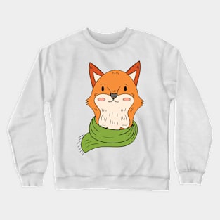 Fox Wearing Green Scarf Crewneck Sweatshirt